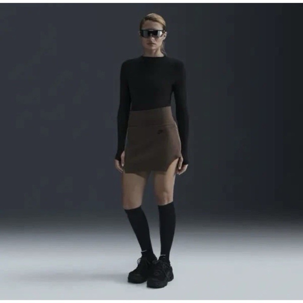 Nike Sportswear Brown Tech Fleece Womens High Waisted Mini Skirt NWT FQ1852-237
